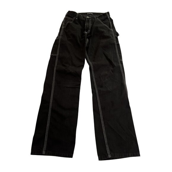 Cherry LA Straight Leg Jeans in Black White Stitching